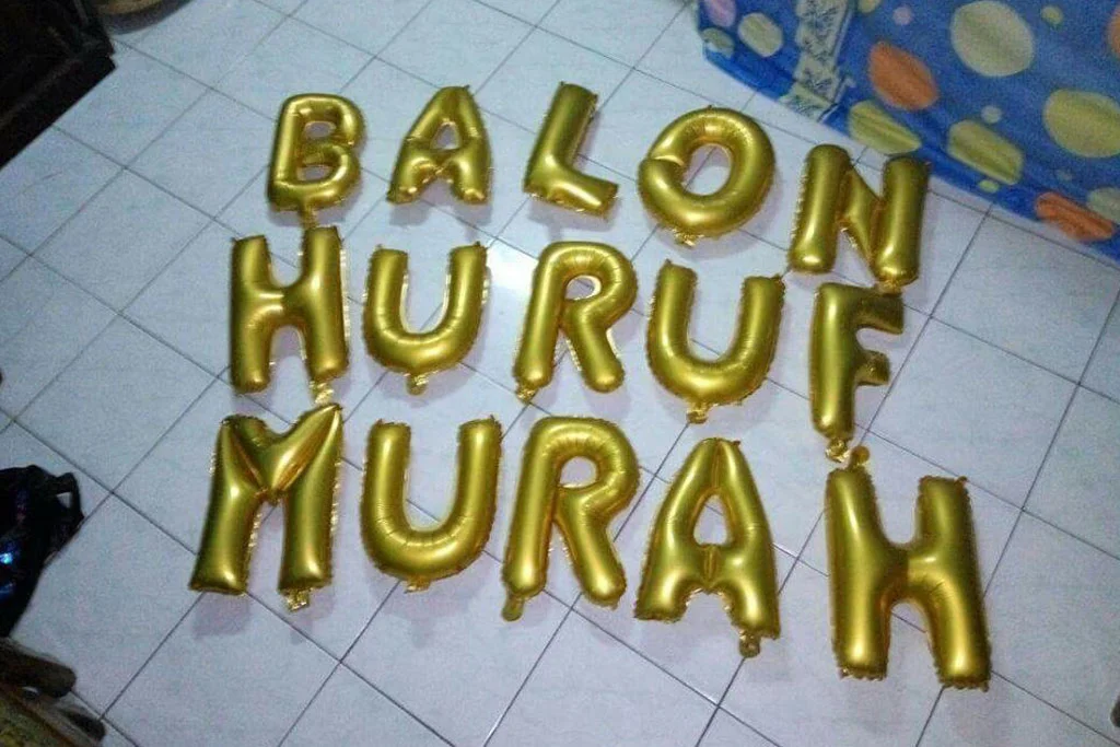 balon foil huruf dan angka untuk dekorasi